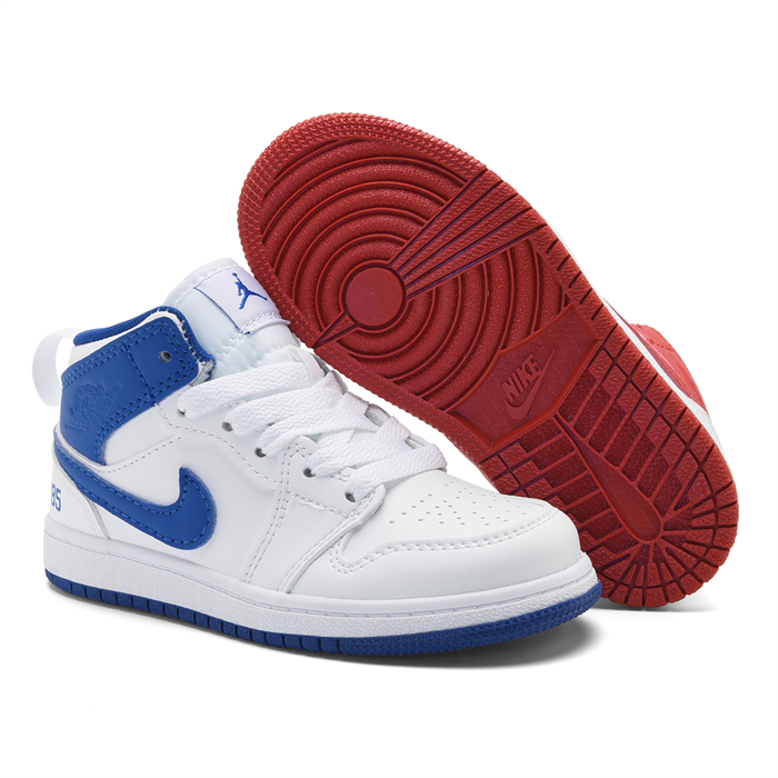 Youth Running Weapon Air Jordan 1 White/Blue Shoes 121